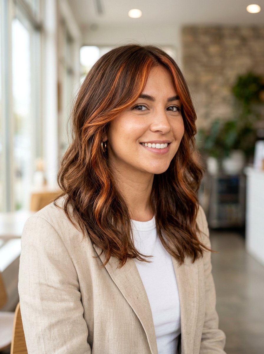 Face Framing Auburn Highlights on Brown Hair - 20 soft auburn highlights on brown hair - 20 soft auburn highlights on brown hair