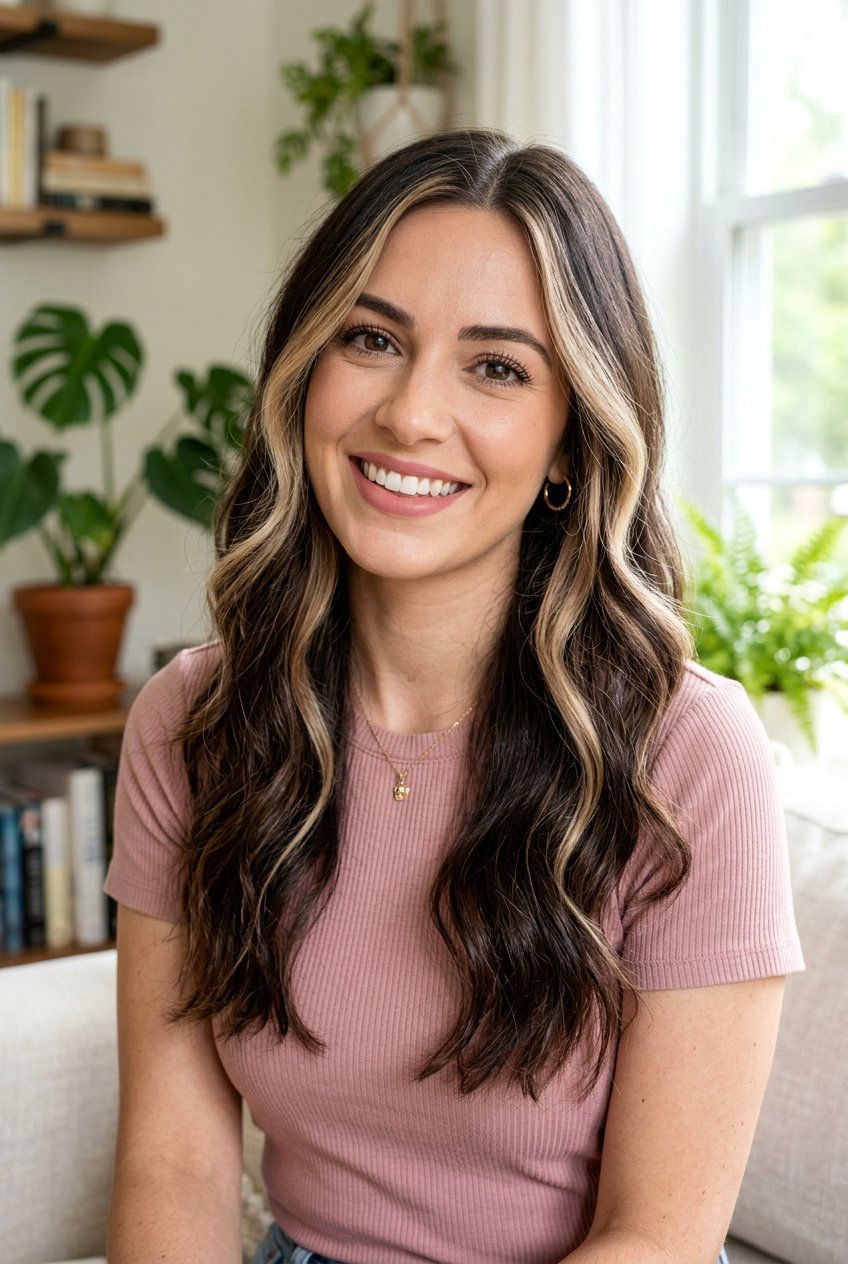 Face Framing Beige Balayage on Cocoa Brunette - 20 cocoa brunette with beige balayage - 20 cocoa brunette with beige balayage