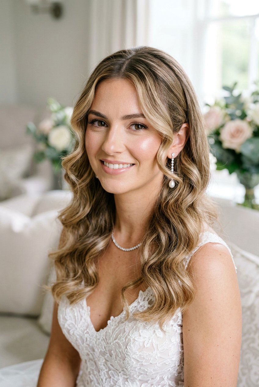 Face Framing Bridal Soft Curls With Middle Part - 20 bridal soft curls with middle part - 20 bridal soft curls with middle part