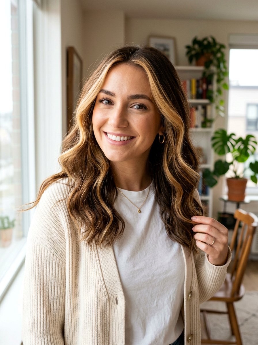 Face Framing Brunette Highlights - 20 dimensional brunette for first time color - 20 dimensional brunette for first time color