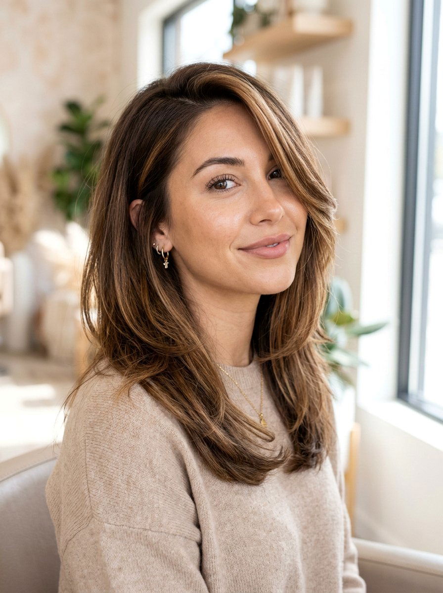 Face Framing Caramel Balayage On Brown Hair - 20 warm caramel balayage for brunettes - 20 warm caramel balayage for brunettes