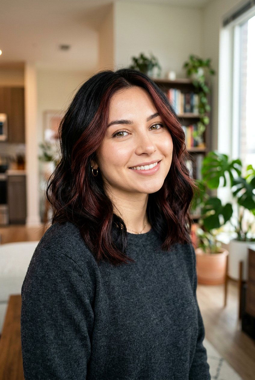 Face Framing Cherry Cola Highlights On Black Hair - 20 cherry cola highlights on black hair - 20 cherry cola highlights on black hair