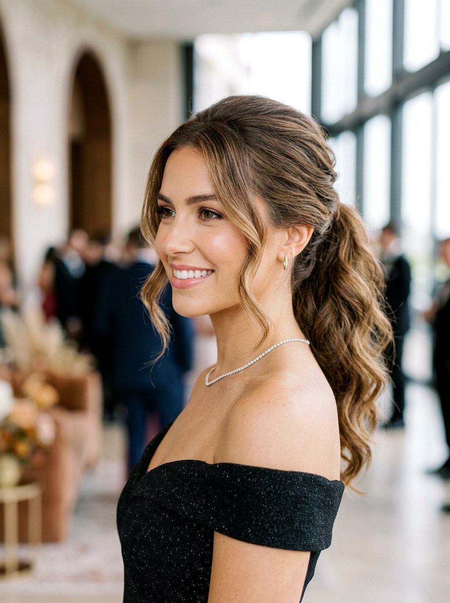 Face Framing Cocktail Ponytail With Soft Waves - 20 cocktail ponytail with soft waves - 20 cocktail ponytail with soft waves