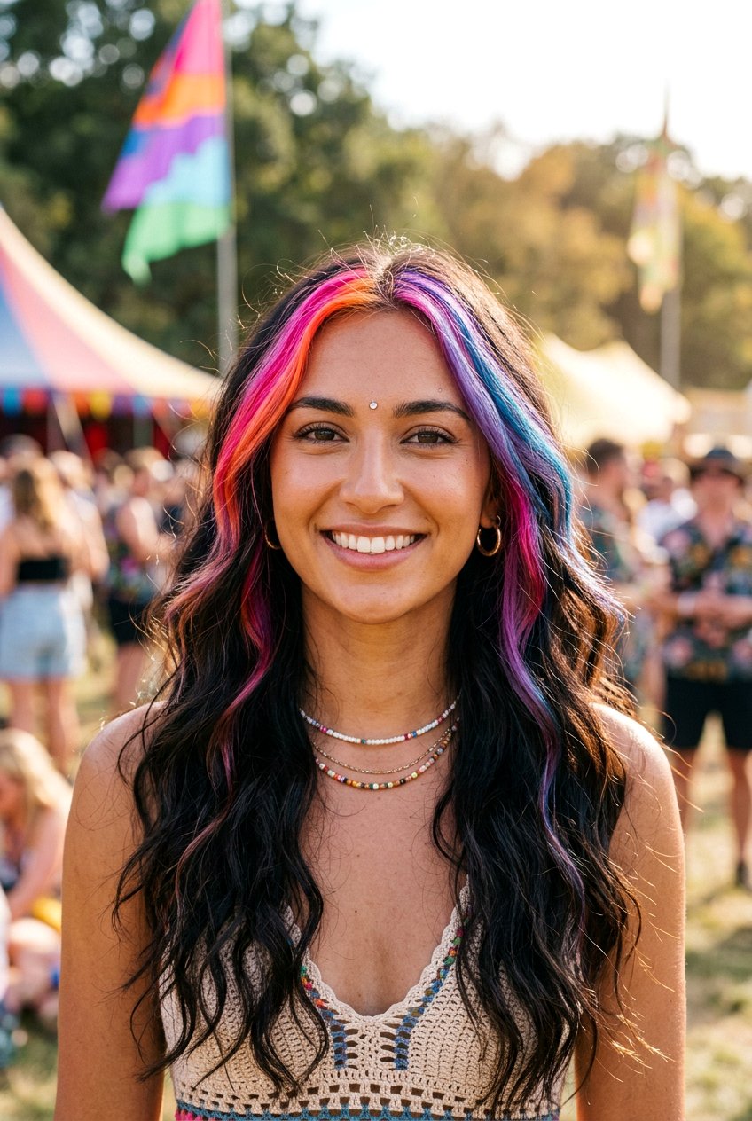 Face Framing Color Festival Hairstyle - 20 festival hairstyles for women - 20 festival hairstyles for women