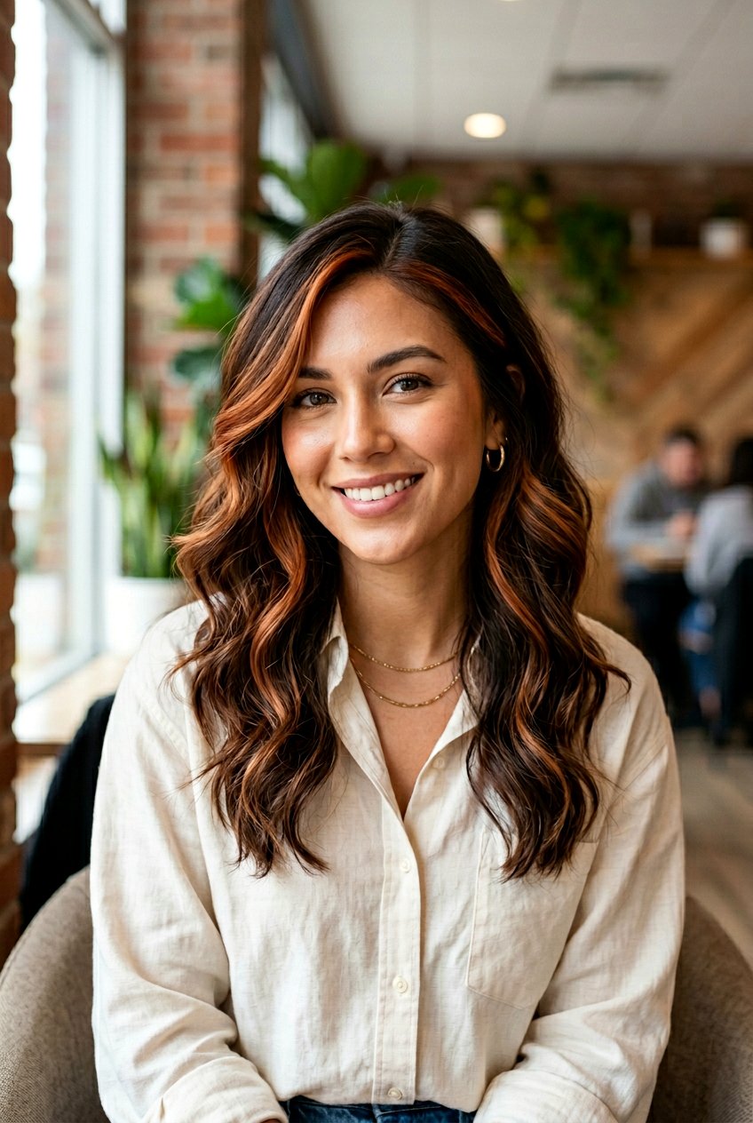 Face Framing Copper Highlights For Heart Shaped Face - 20 face framing copper highlights - 20 face framing copper highlights