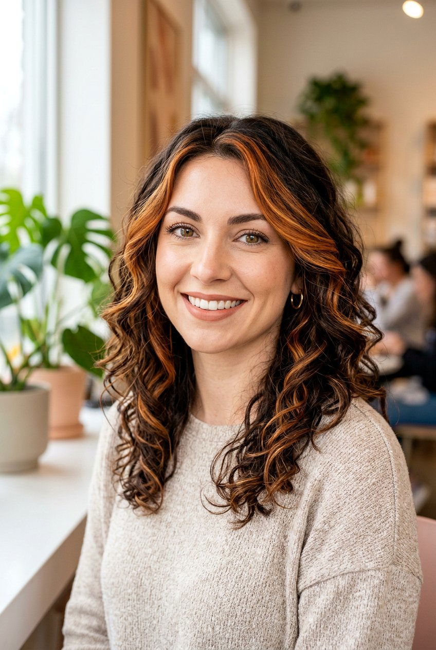 Face Framing Copper Highlights For Oval Face - 20 face framing copper highlights - 20 face framing copper highlights