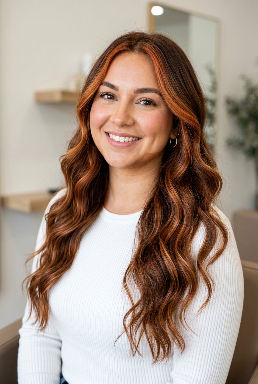 Face Framing Copper Highlights For Round Face - 20 face framing copper highlights - 20 face framing copper highlights