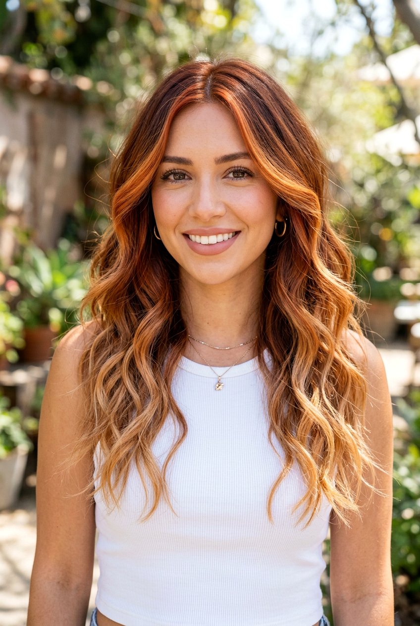 Face Framing Copper Highlights With Balayage Ends - 20 face framing copper highlights - 20 face framing copper highlights