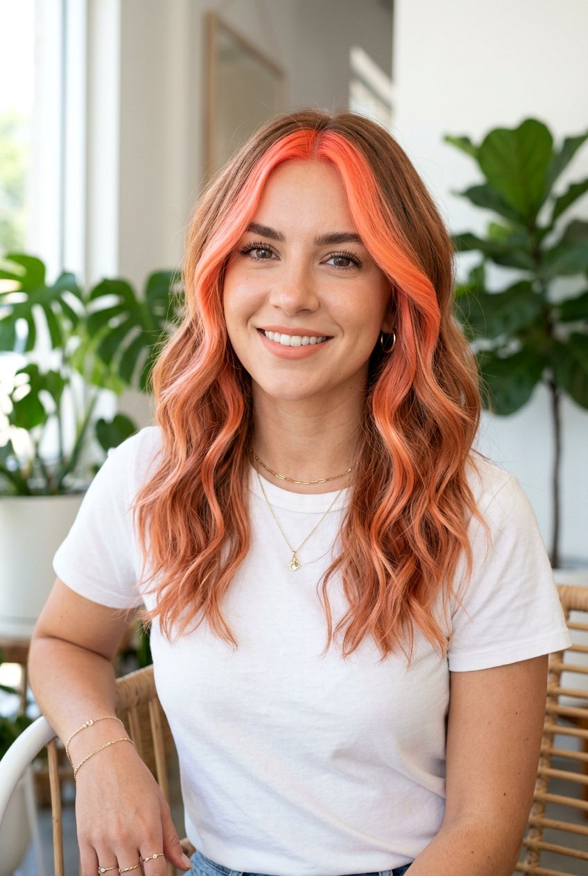 Face Framing Coral Peach Balayage - 20 coral peach balayage - 20 coral peach balayage