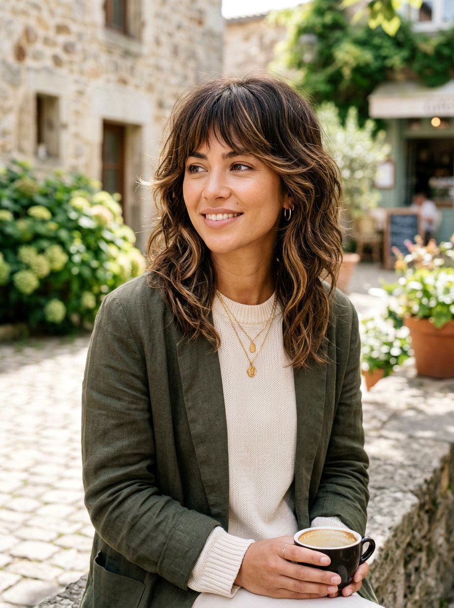 Face Framing Espresso Shag - 20 shag hair color ideas for brunettes - 20 shag hair color ideas for brunettes