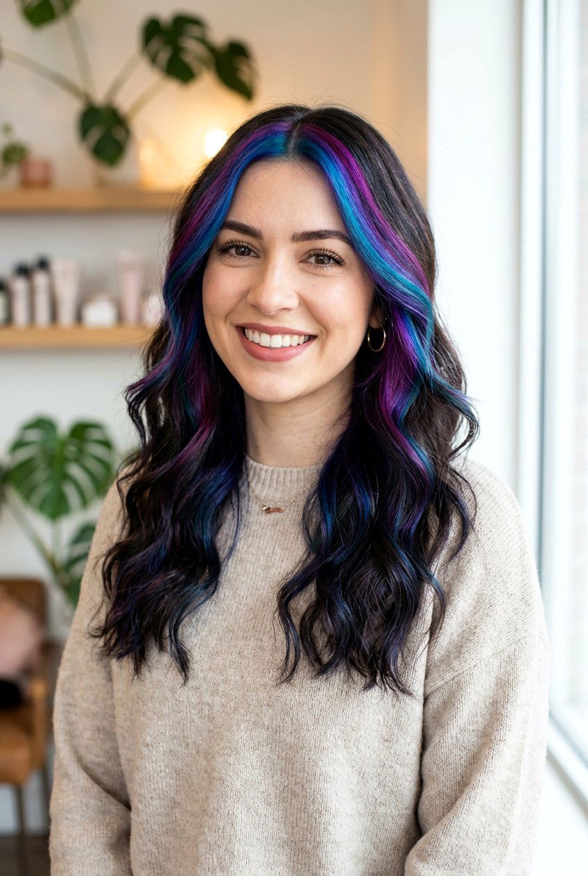 Face Framing Galaxy Balayage On Dark Hair - 20 galaxy balayage on dark hair - 20 galaxy balayage on dark hair