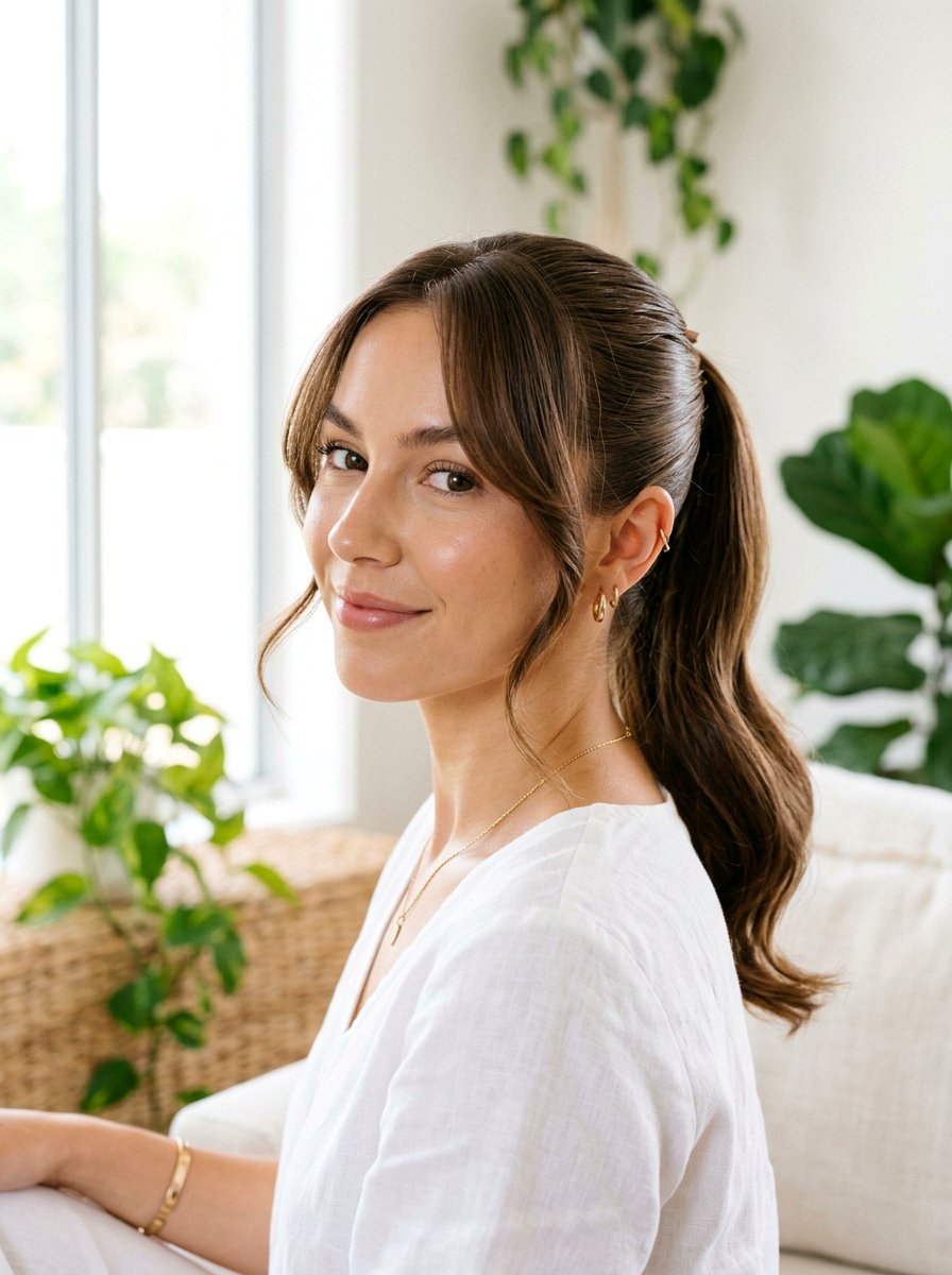 Face Framing Glossy Clean Girl Ponytail - 20 glossy clean girl ponytail - 20 glossy clean girl ponytail