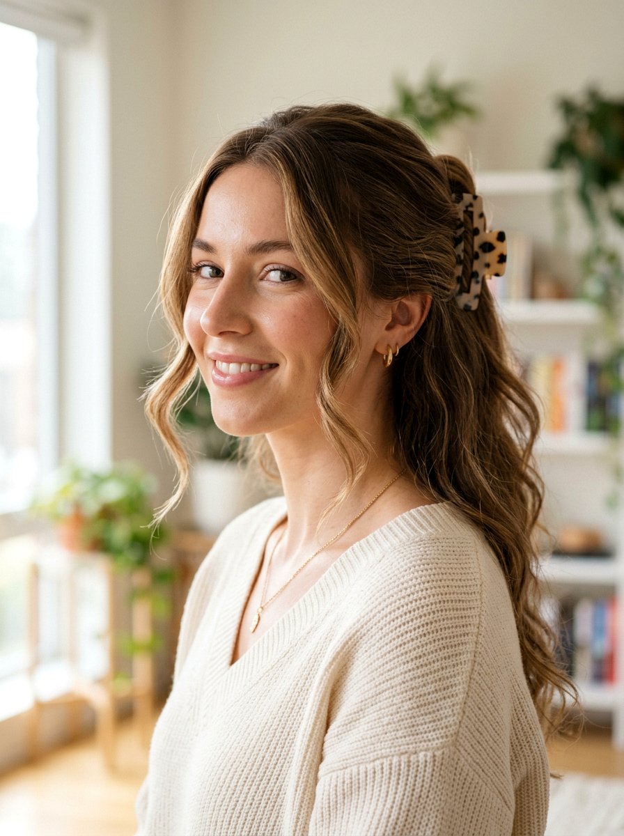 20 Easy School Half Up Claw Clip Hairstyle Ideas for Teens