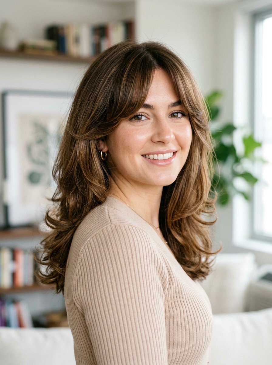 Face Framing Layered Blowout With Curtain Bangs - 20 easy blowout styling ideas for layers - 20 easy blowout styling ideas for layers