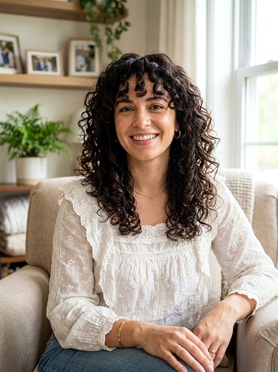 Face Framing Layered Curly Cut Postpartum - 20 haircut for postpartum curls - 20 haircut for postpartum curls