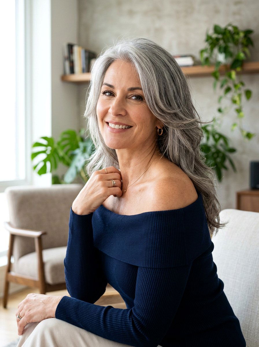 Face Framing Layered Gray Haircut - 20 elegant haircut for naturally gray hair - 20 elegant haircut for naturally gray hair