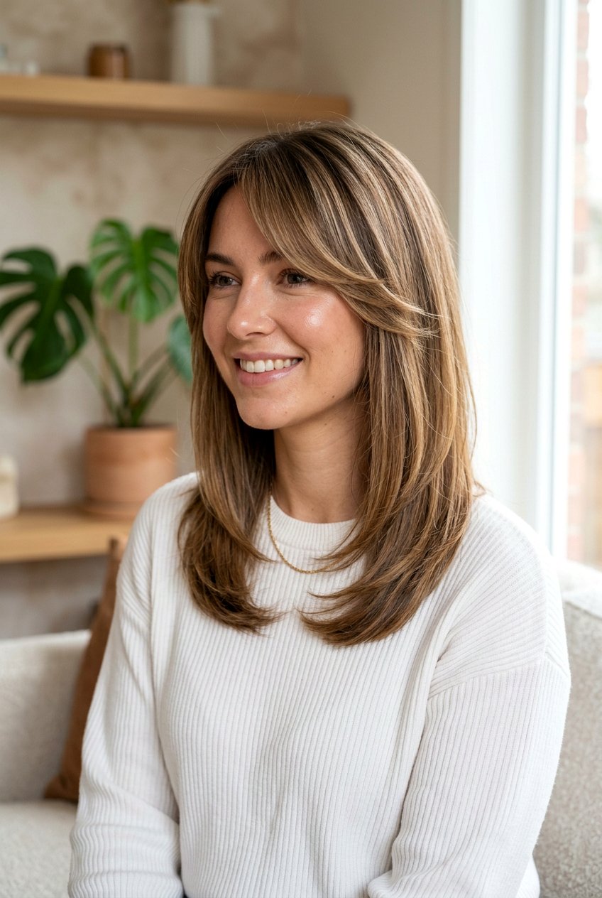 Face Framing Layered Haircut With Side Bangs - 20 layered haircut with side bangs - 20 layered haircut with side bangs