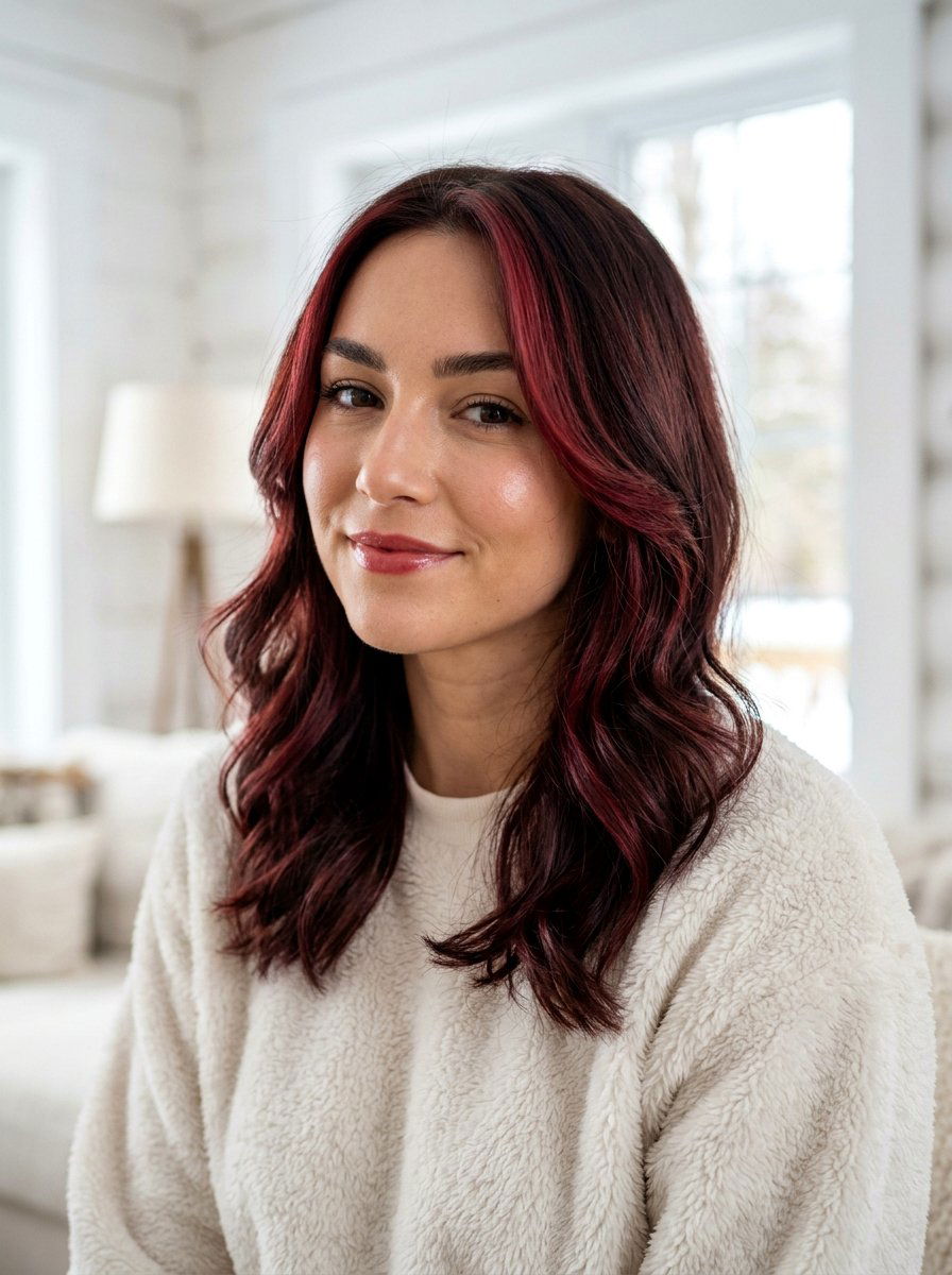 Face Framing Layers With Cherry Cola Highlights - 20 winter cherry cola highlights - 20 winter cherry cola highlights