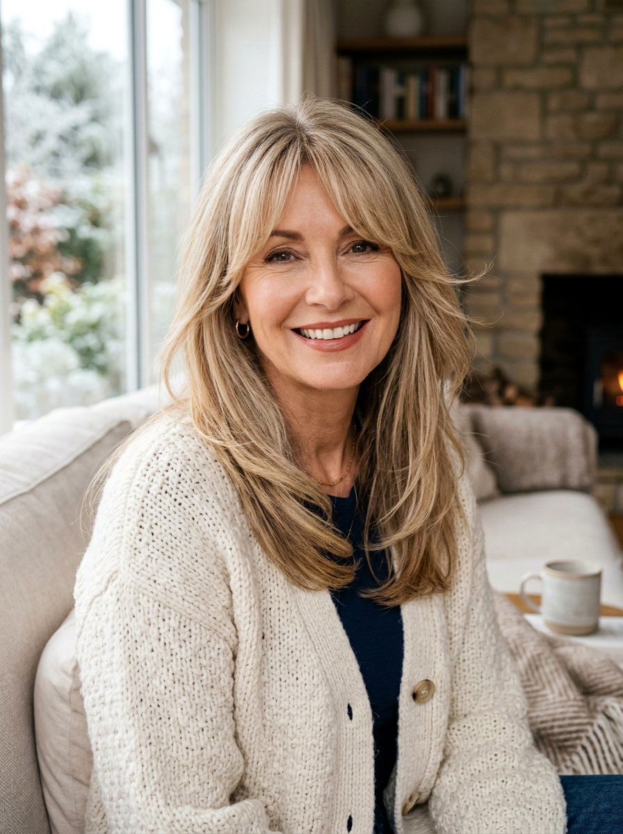 Face Framing Layers With Curtain Bangs - 20 trending haircut ideas for mature women - 20 trending haircut ideas for mature women