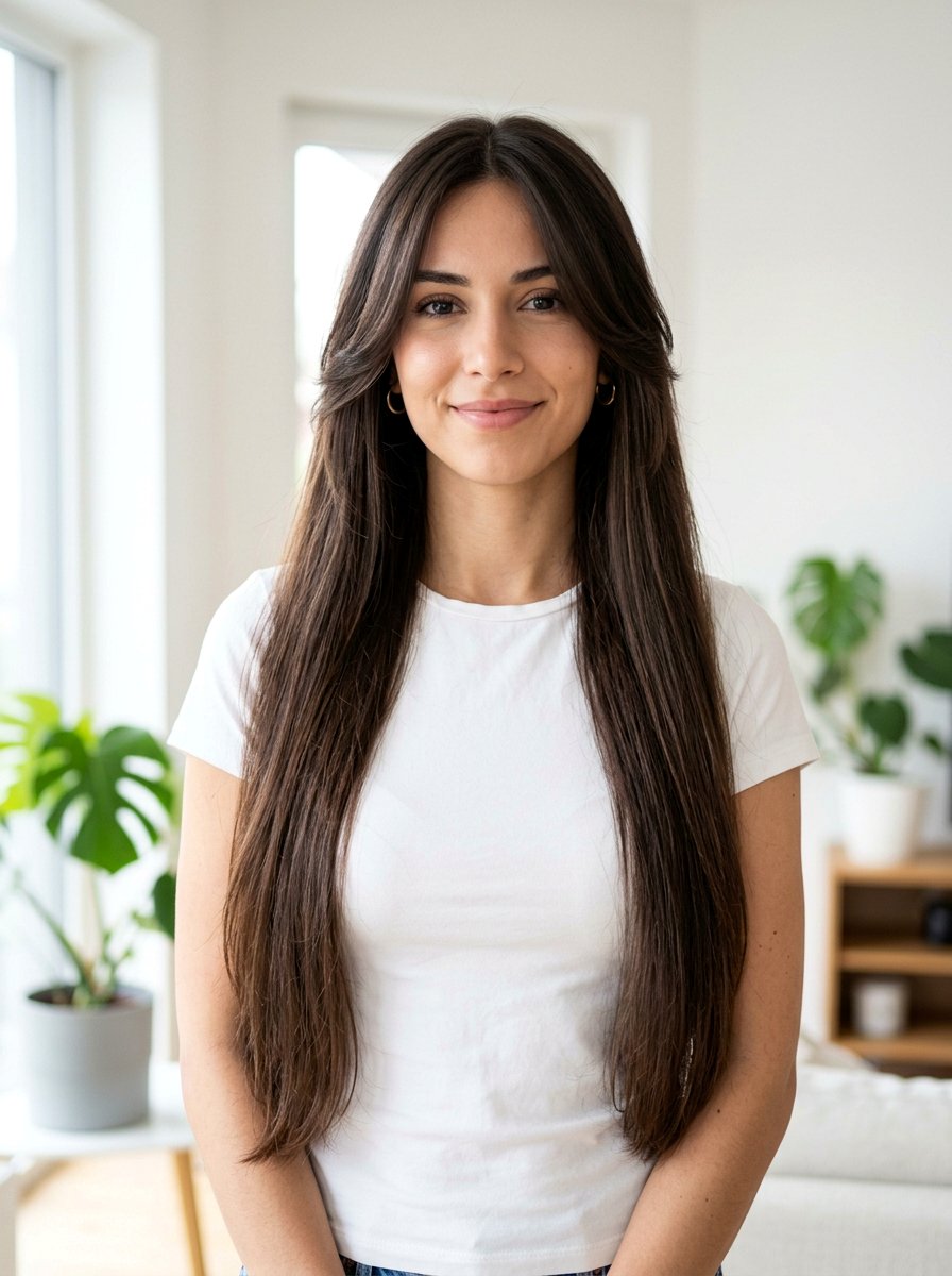 Face Framing Layers on Waist Length Hair - 20 waist length layered haircut - 20 waist length layered haircut