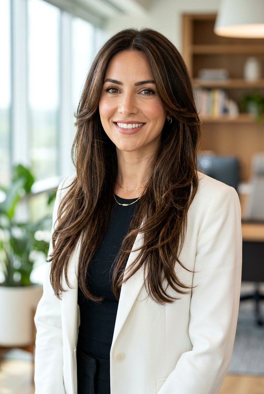 Face Framing Long Layers - 20 office hairstyle for thick wavy hair - 20 office hairstyle for thick wavy hair