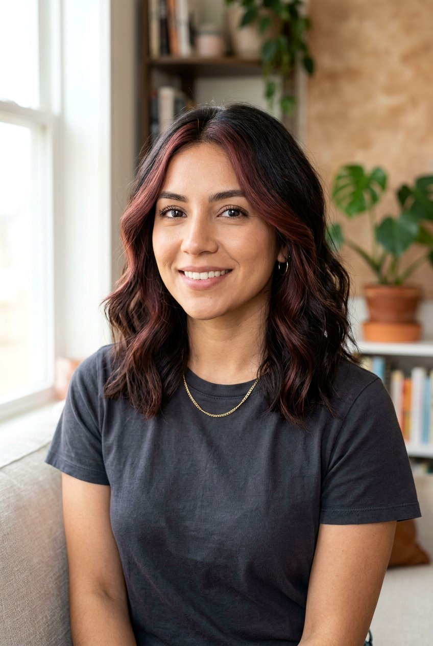 Face Framing Maroon Balayage On Dark Hair - 20 maroon balayage on dark hair - 20 maroon balayage on dark hair