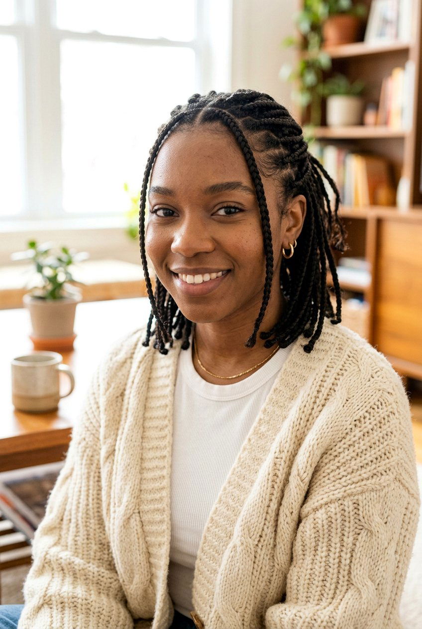 Face Framing Mini Braids - 20 mini braids on natural hair - 20 mini braids on natural hair