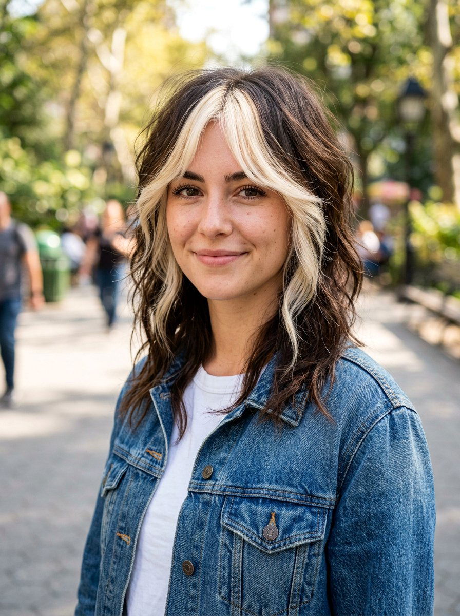 Face Framing Money Piece Shag Haircut - 20 salon color ideas for shag haircuts - 20 salon color ideas for shag haircuts