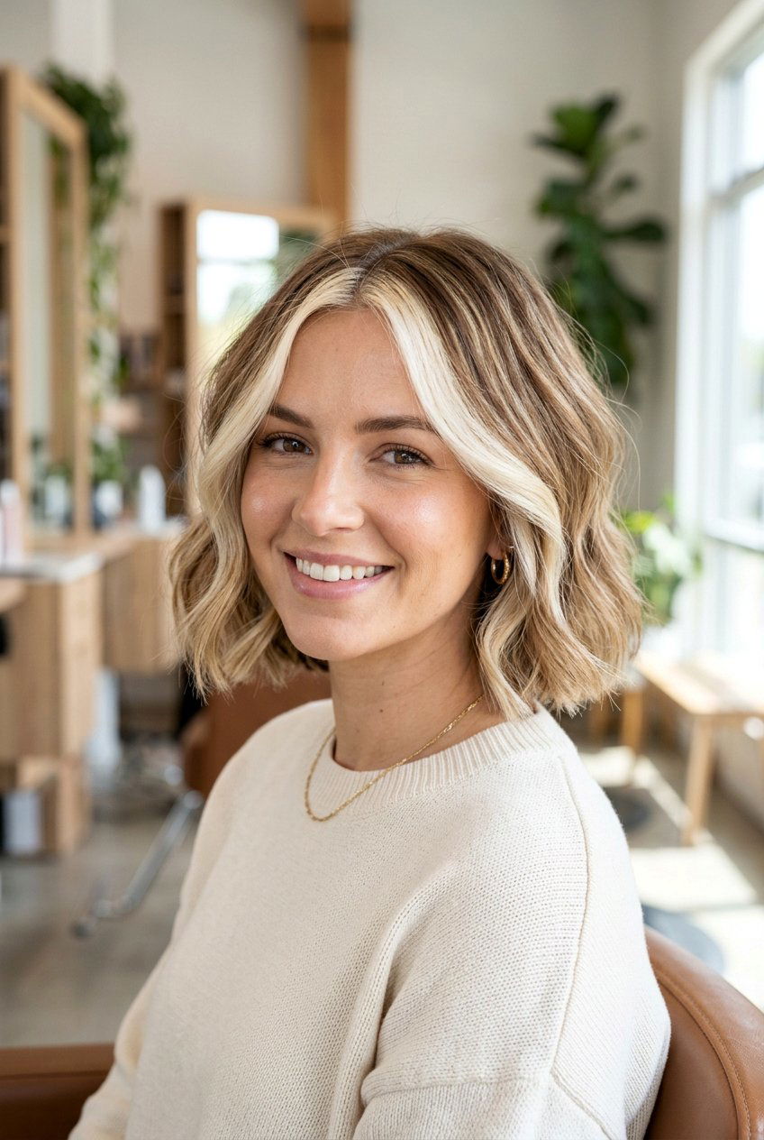 Face Framing Money Piece with Balayage on Bob Haircut - 20 money piece with balayage - 20 money piece with balayage