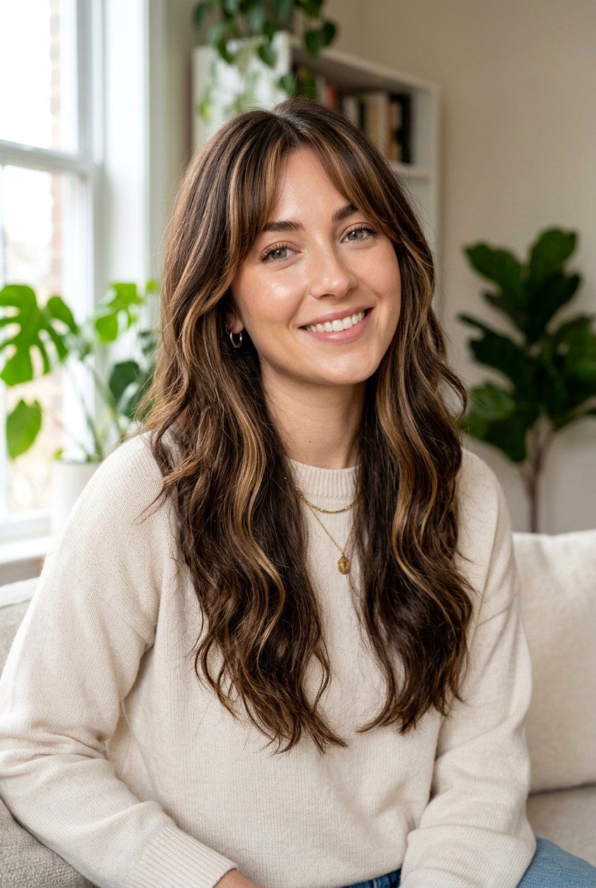 Face Framing Money Pieces on Brunette Hair - 20 soft brunette highlights - 20 soft brunette highlights