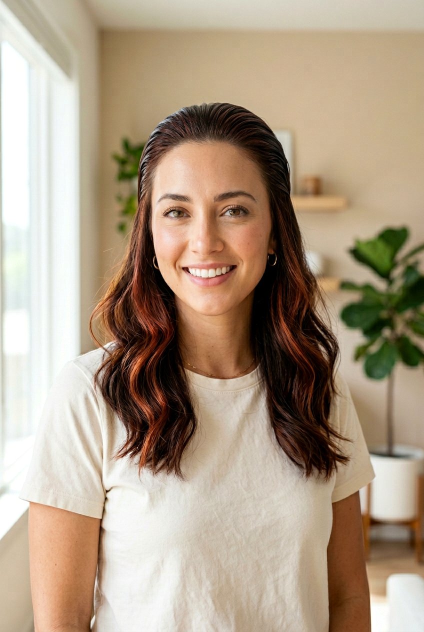 Face Framing Red Balayage Highlights - 20 subtle red balayage - 20 subtle red balayage