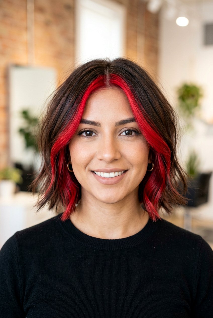 Face Framing Red Highlights Dark Brown Hair - 20 red highlights on dark brown hair - 20 red highlights on dark brown hair