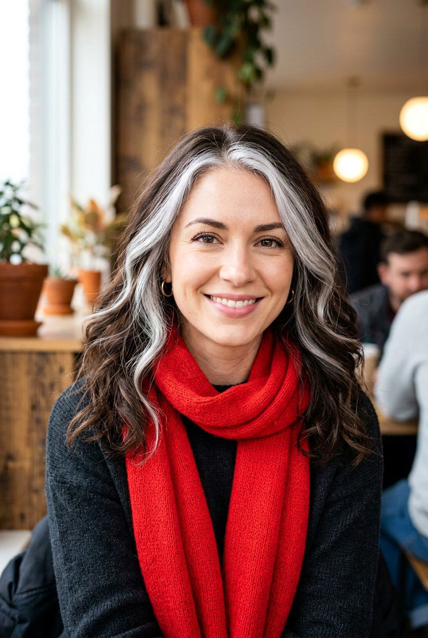 Face Framing Silver Highlights - 20 balayage for women with naturally gray hair - 20 balayage for women with naturally gray hair