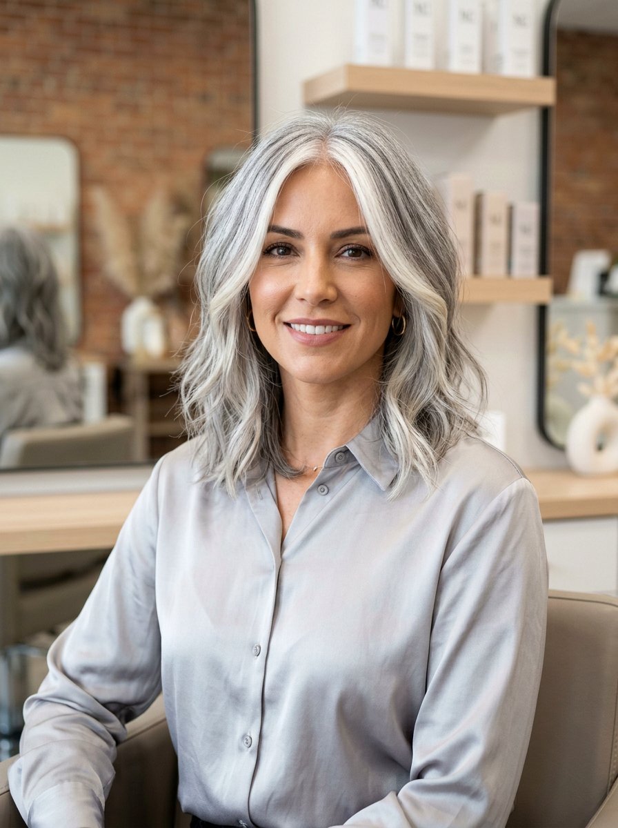 Face Framing Silver Lob Haircut - 20 silver lob haircut for women - 20 silver lob haircut for women