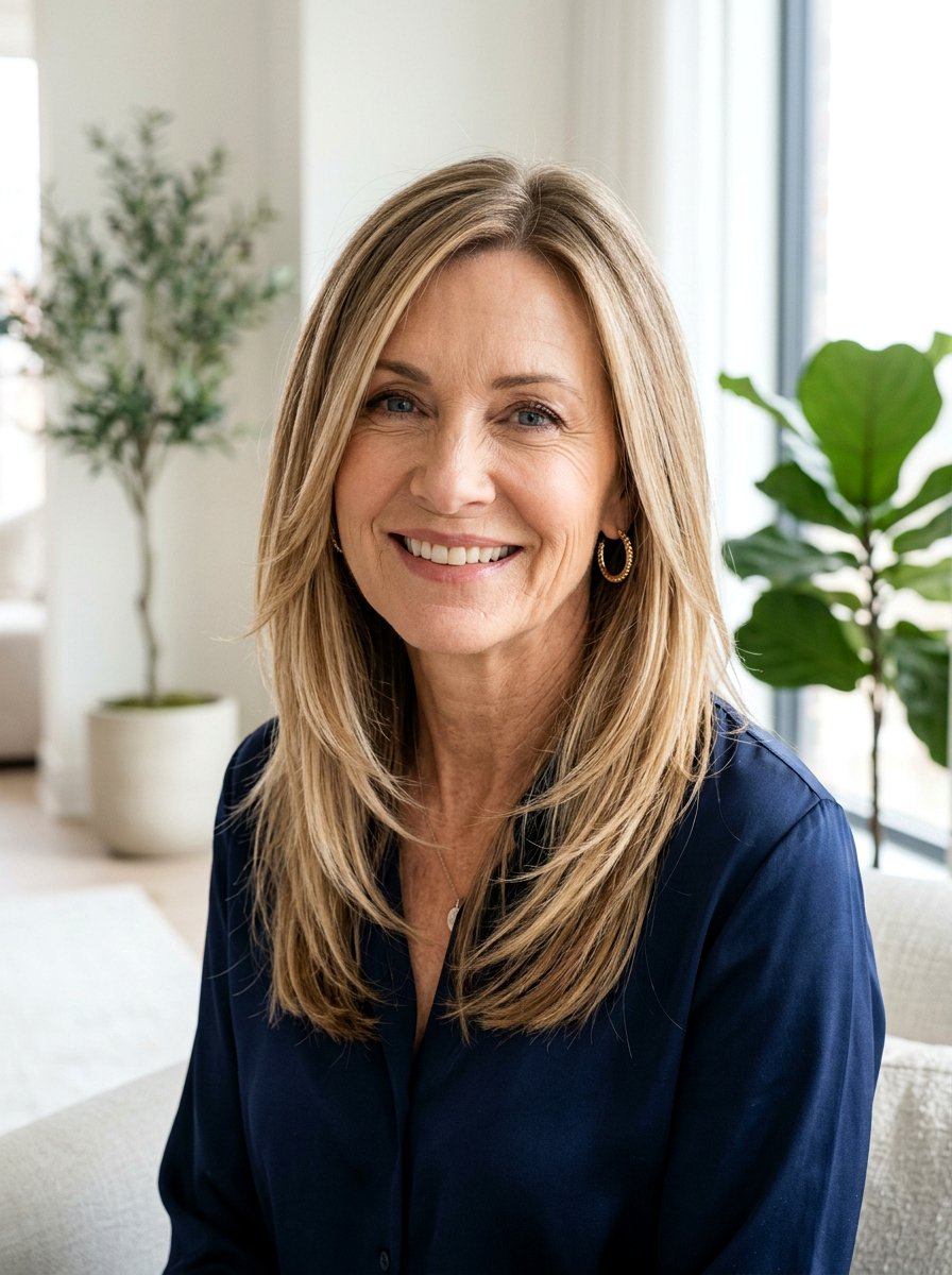 Face Framing Straight Layers - 20 straight haircut for women over 50 - 20 straight haircut for women over 50