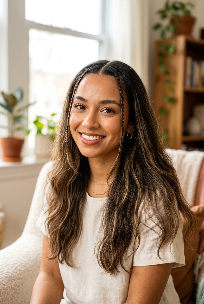 Face framing braids - 20 back to school hairstyles for long hair - 20 back to school hairstyles for long hair