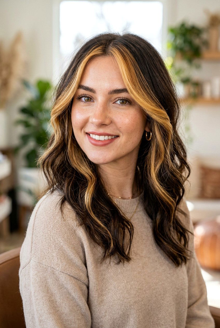 Face framing honey highlights - 20 honey highlights on dark hair - 20 honey highlights on dark hair