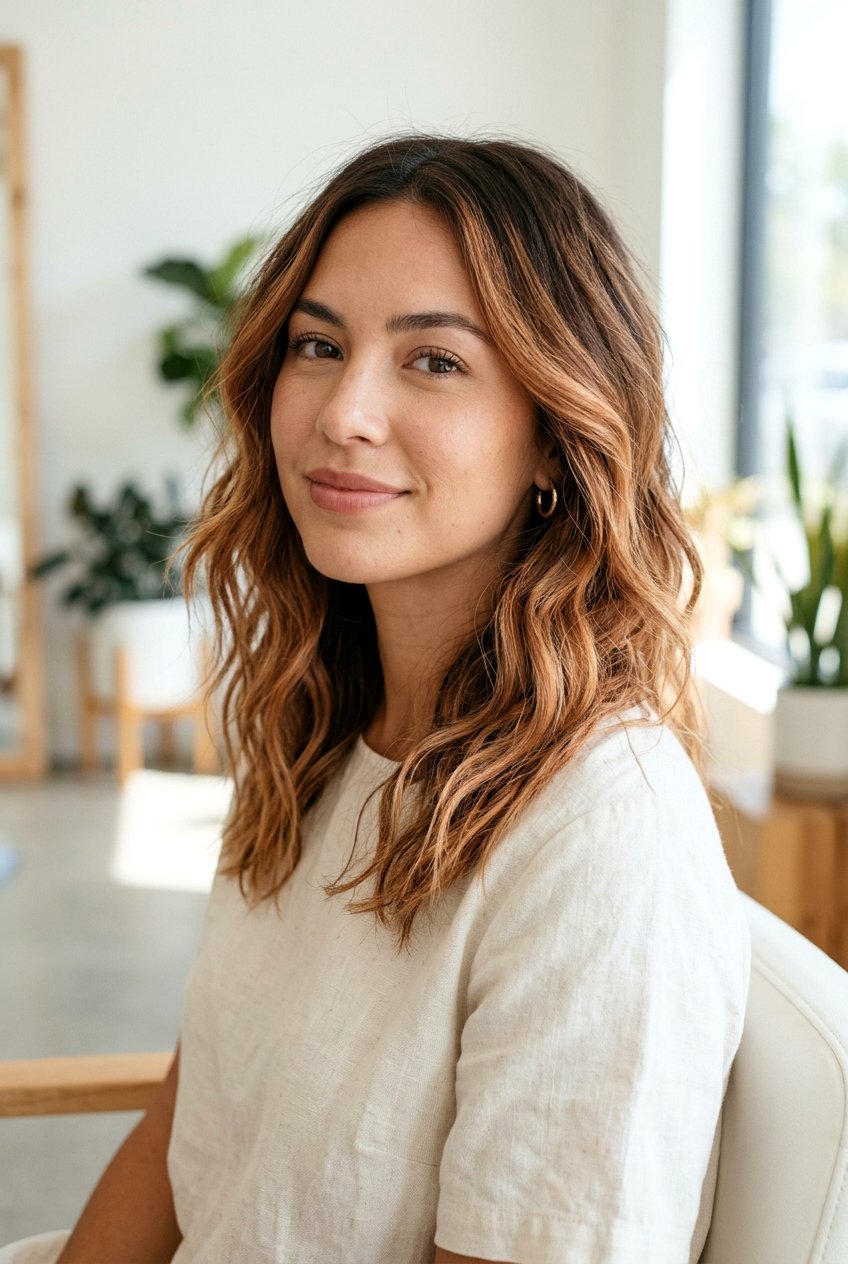 Faded Copper Brown Balayage For Low Maintenance - 20 fall copper balayage - 20 fall copper balayage