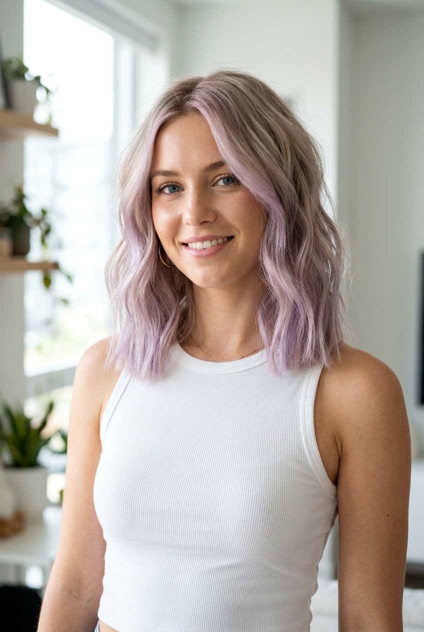Faded Lavender Balayage On Blonde Lob - 20 lavender balayage on blonde hair - 20 lavender balayage on blonde hair