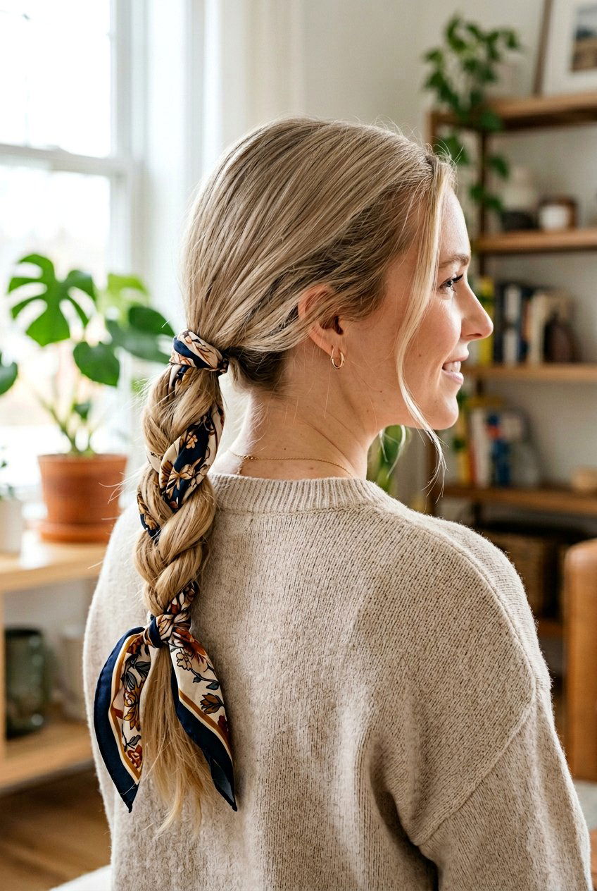 Faux Braided Scarf Ponytail For Fine Hair - 20 scarf ponytail hairstyle - 20 scarf ponytail hairstyle