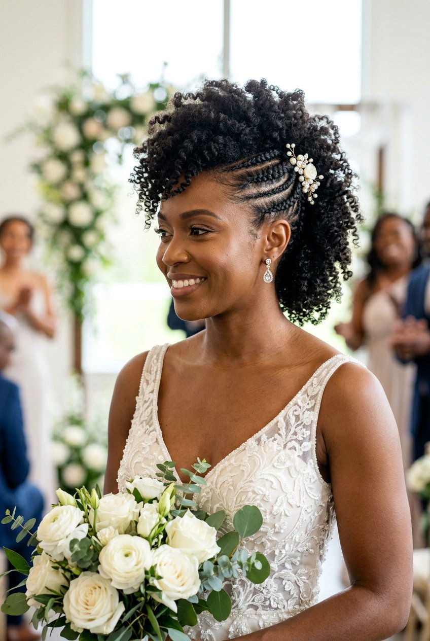 Faux Hawk Bridal Hairstyle On Natural Hair - 20 natural bridal hairstyles for black women - 20 natural bridal hairstyles for black women