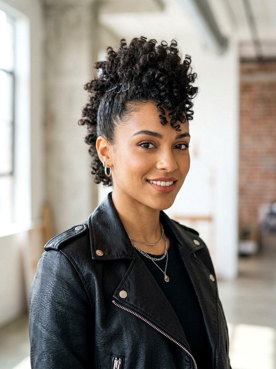 Faux Hawk Curly Hairstyle - 20 simple hairstyle for curly shoulder length hair - 20 simple hairstyle for curly shoulder length hair