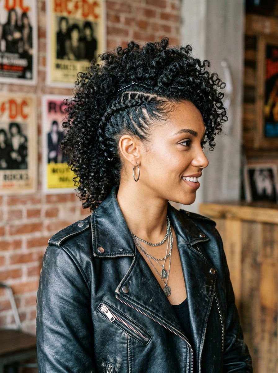 Faux Hawk Curly Updo - 20 recital hairstyles for curly hair - 20 recital hairstyles for curly hair