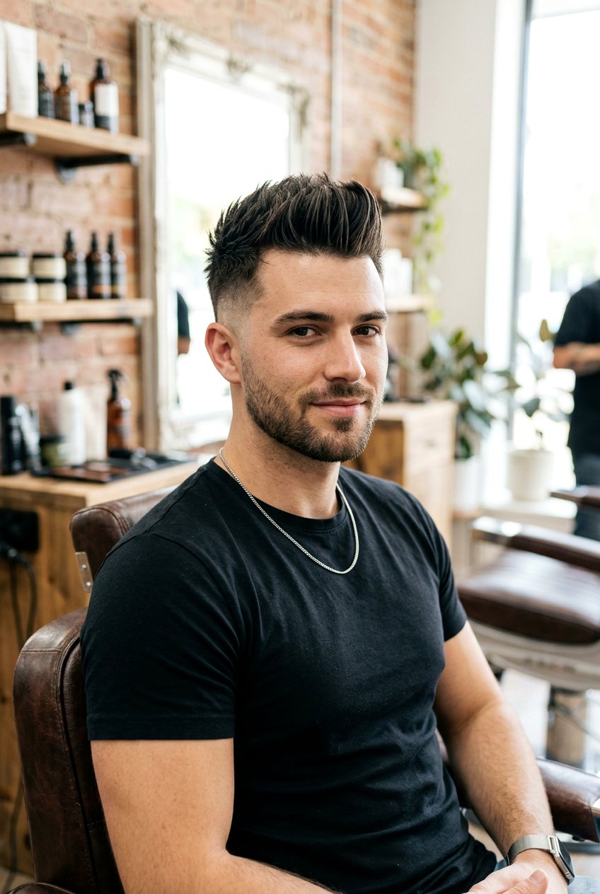 Faux Hawk Haircut - 20 men haircut for round full face - 20 men haircut for round full face