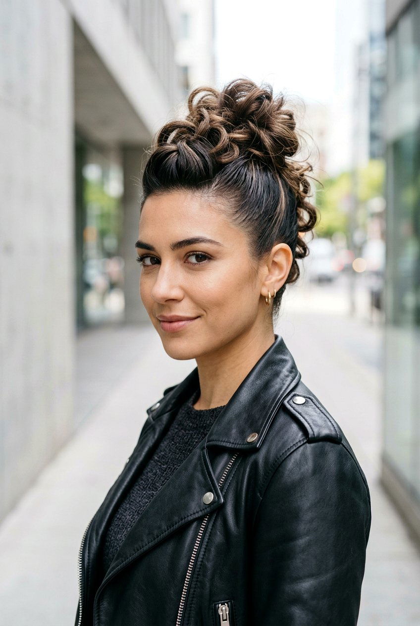 Faux Hawk Messy Bun - 20 messy bun for moms with thin hair - 20 messy bun for moms with thin hair