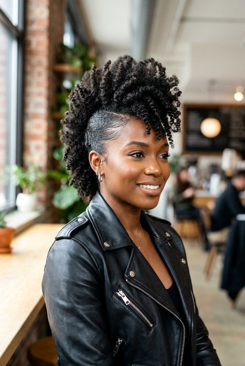 Faux Hawk Natural Hair - 20 natural hair updo for black women - 20 natural hair updo for black women