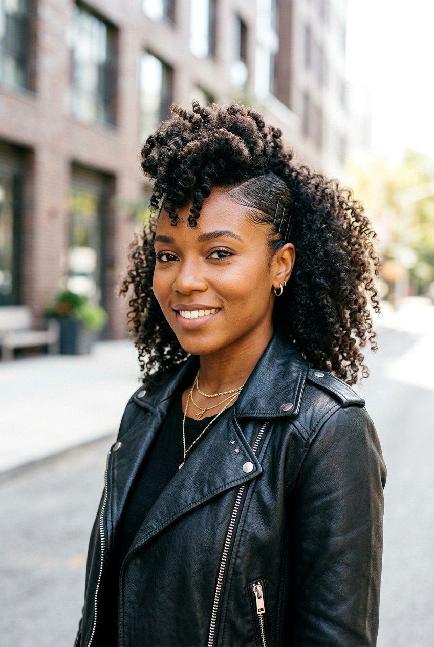 Faux Hawk Natural Hair Half Up Half Down - 20 natural hair half up half down styles - 20 natural hair half up half down styles