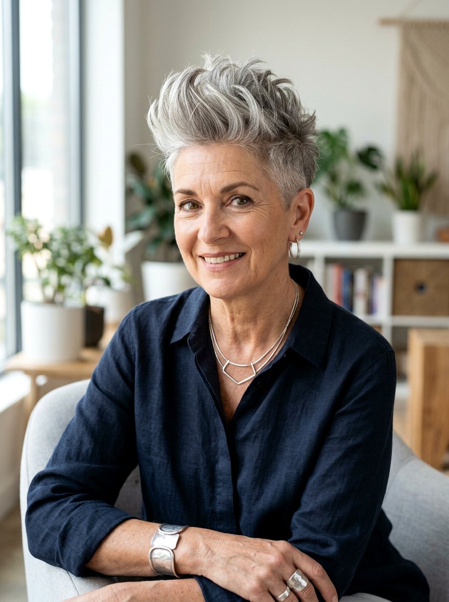 Faux Hawk Pixie - 20 short textured pixie for women over 60 - 20 short textured pixie for women over 60