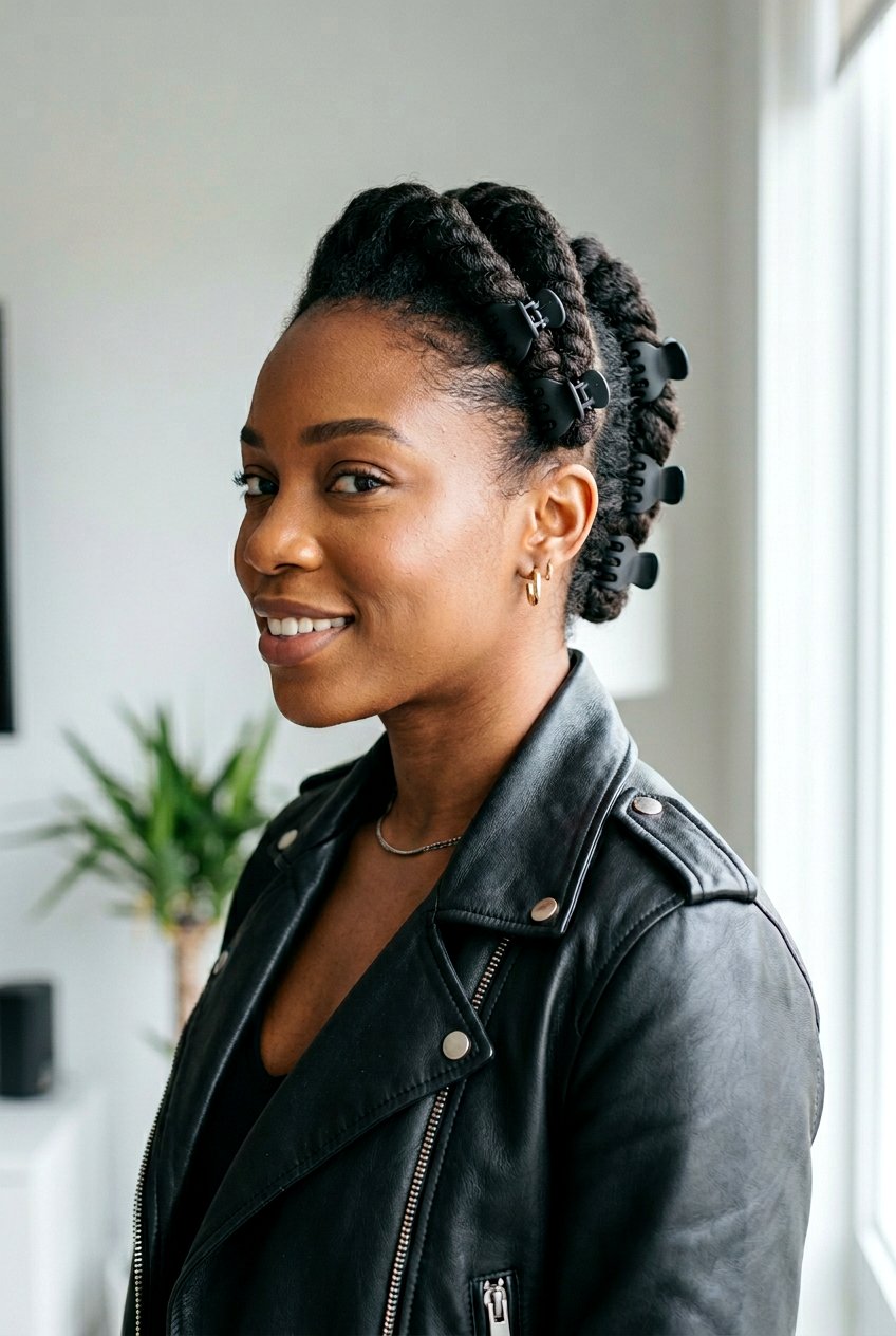 Faux Hawk Twist - 20 easy claw clip hairstyles for long hair - 20 easy claw clip hairstyles for long hair