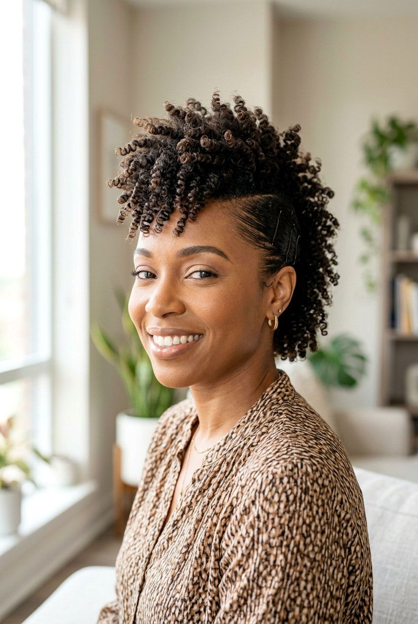 Faux Hawk With Curls - 20 graduation hairstyles for natural hair - 20 graduation hairstyles for natural hair